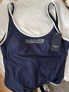 Parke x Target 90s One Piece Swimsuit Navy Blue- NWT